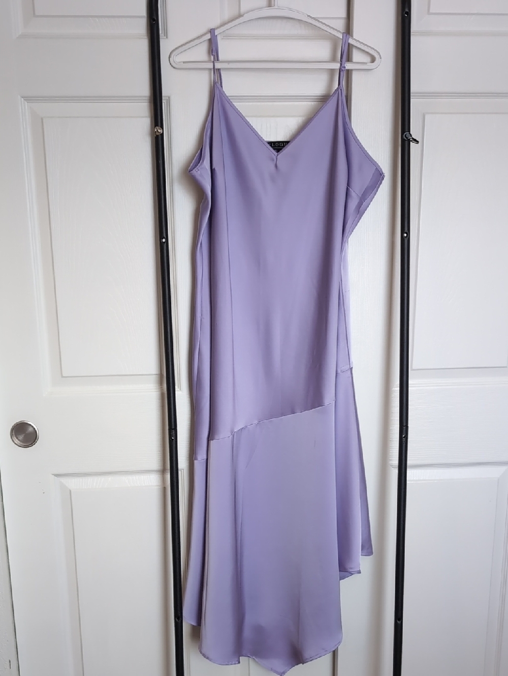 Eloquii Lavender Slip Midi Dress with Asymmetrical Hem